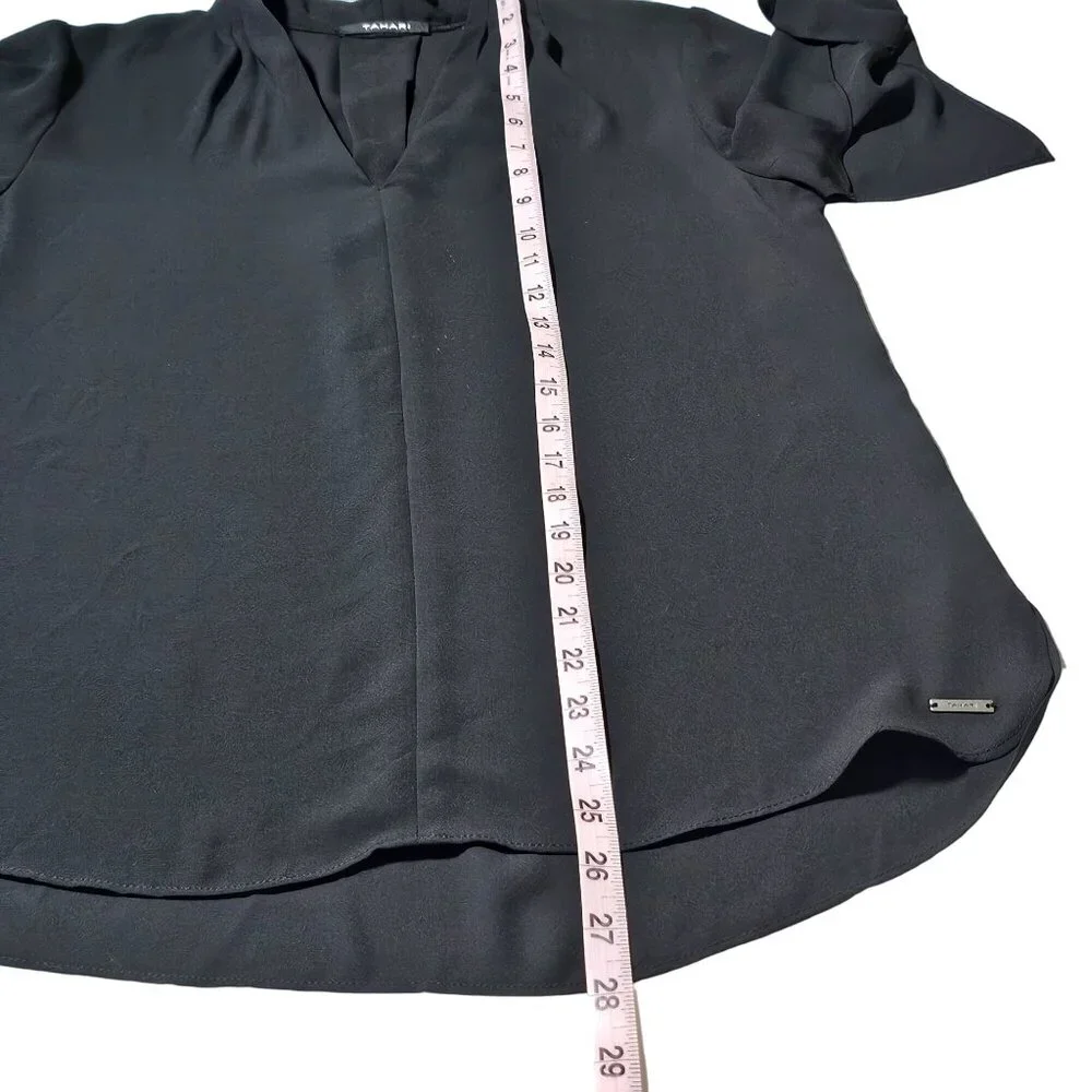 Tahari Women's Black V Neck Flutter Sleeves size Small - Picture 9 of 10